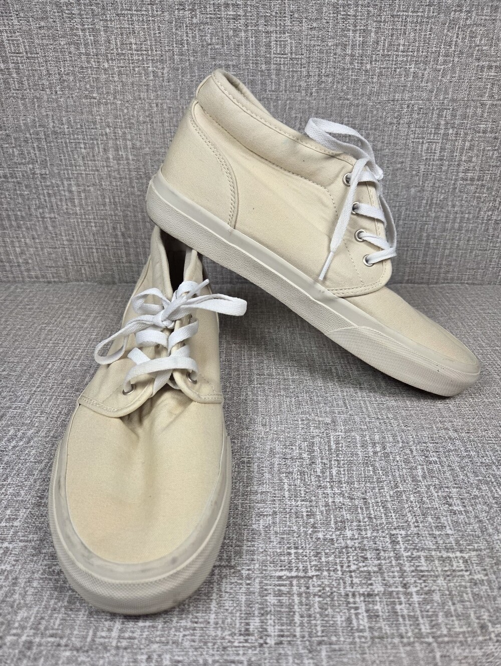 Polo Ralph Lauren Keaton Chukka Sneaker Boot Cream White Canvas Men's Size 9.5